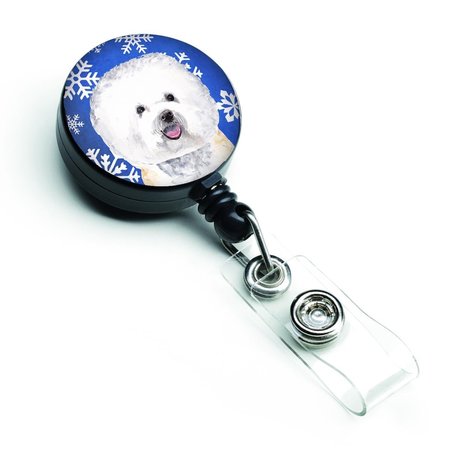 CAROLINES TREASURES Bichon Frise Winter Snowflakes Holiday Retractable Badge Reel SC9362BR